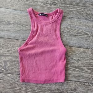 🔥4/$20 Zara Hot Pink Ribbed Cropped Tank Top